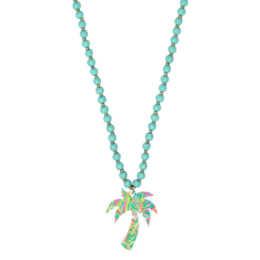 Let's Get Tropical Palm Tree Mint Jennifer Necklace