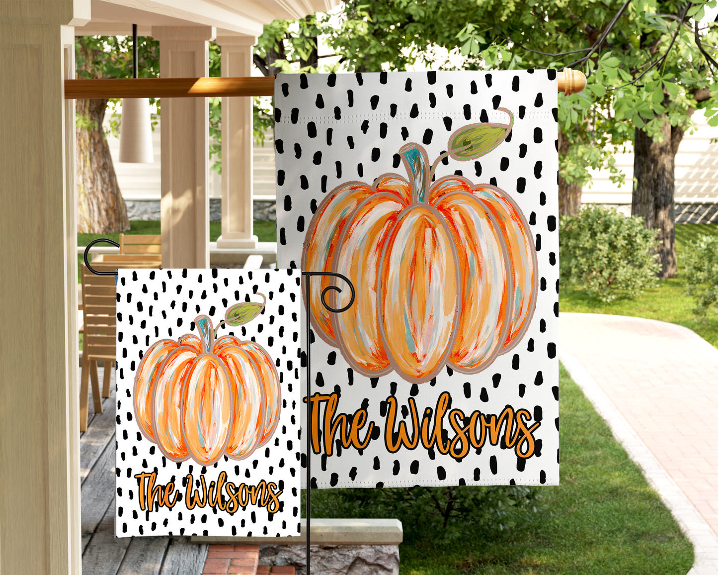Halloween Garden Flag - Watercolor Pumpkin