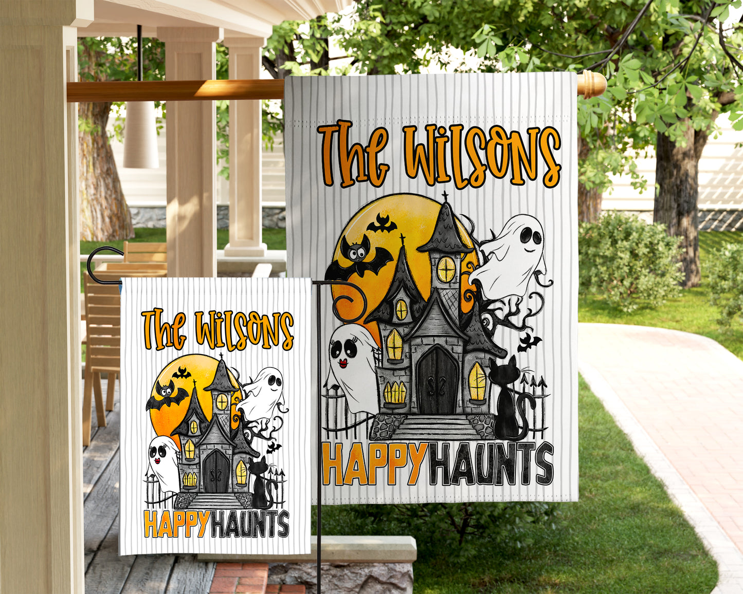 Halloween Garden Flag - Haunted House