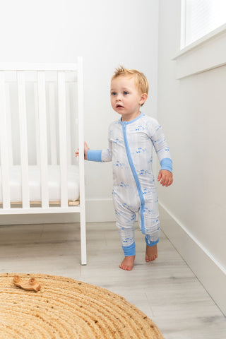 Striped Fish Bamboo Baby Pajamas – Soft & Breathable Zipper Footie for Infants & Toddlers