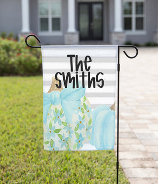 Fall Garden Flag - Blue Pumpkins with Flowers