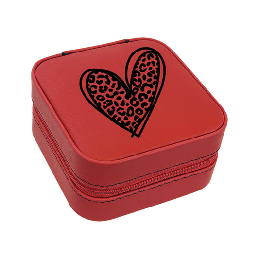 Leopard Heart Red Jewelry Case