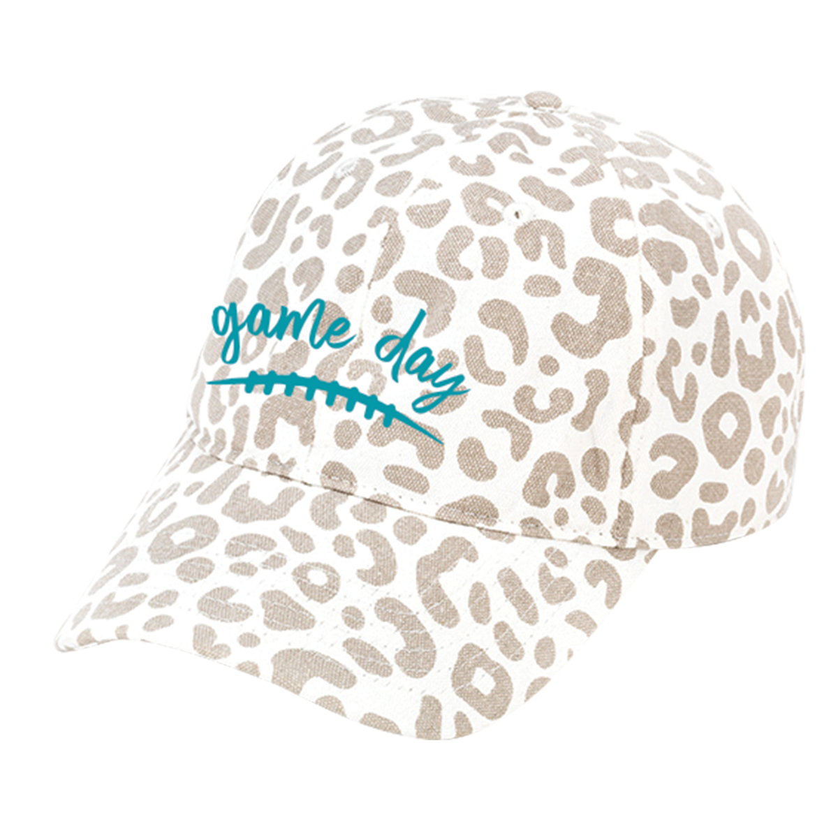 Teal Game Day Natural Leopard Cap
