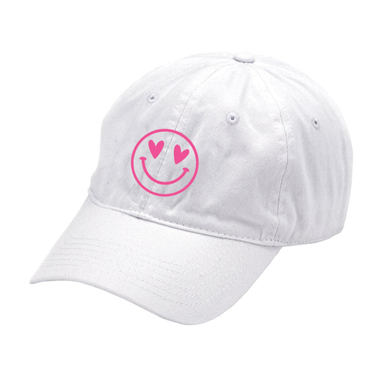 Heart Smile Embroidered White Cap