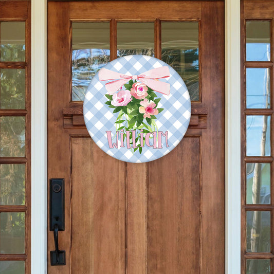 Spring Door Hanger | Pink Flower Vines