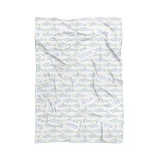 Personalized Coastal Fish Baby Blanket – Custom Name