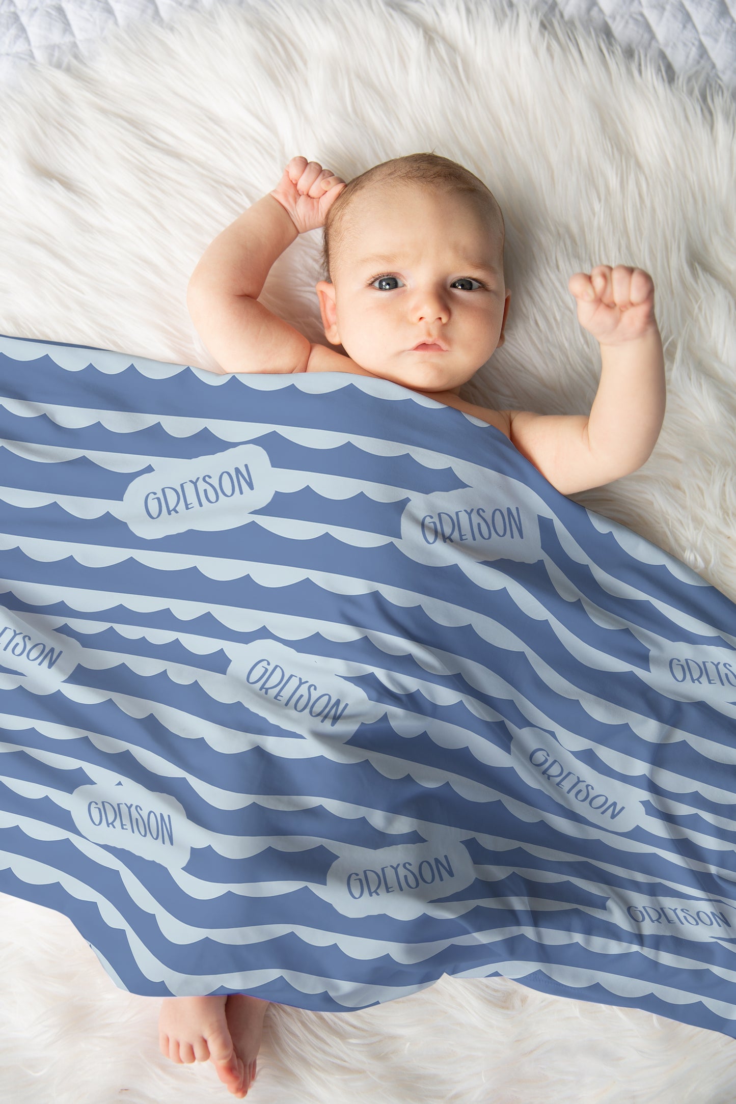 Nautical Waves Name Blanket