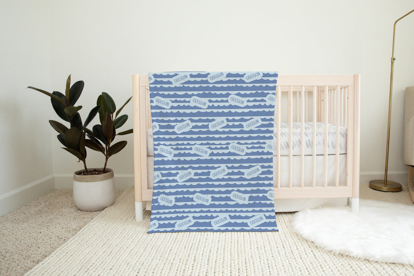 Nautical Waves Name Blanket