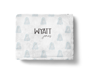 Personalized Halloween ghost baby blanket with custom name