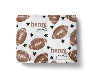 Custom name football-themed toddler blanket – cozy sports gift for baby shower or nursery decor