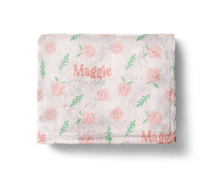 Personalized Pink Floral Baby Name Blanket – Custom Minky or Sherpa