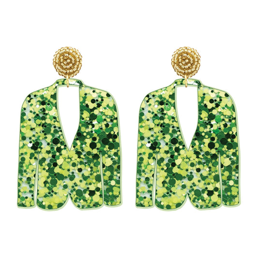 Green & Gold Glitter Masters Jacket Earrings