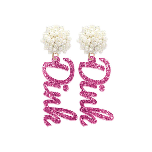 Hot Pink Glitter Dink Earrings