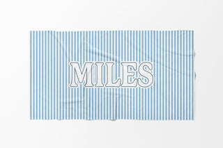 Kids beach towel personalized with name in pastel stripes, soft and stylish preppy towel for pool and beach