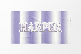 Custom pastel stripe towel for kids with name, lightweight and absorbent beach towel for summer vacations
