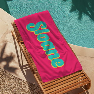 Personalized Beach Towel with Name – Custom Kids Pool & Vacation Towel
