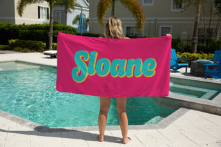 Personalized Beach Towel with Name – Custom Kids Pool & Vacation Towel