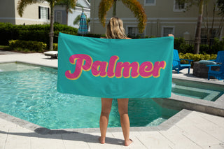 Personalized Beach Towel with Name – Custom Kids Pool & Vacation Towel
