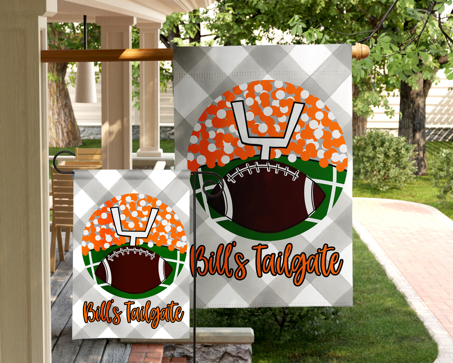 Fall Garden Flag - Orange & White Football Stadium - UT