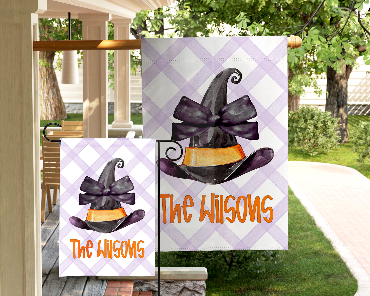 Personalized Halloween Garden Flag - Witch Hat