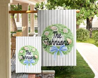 Personalized Christmas Garden Flag - Coastal Oyster Christmas