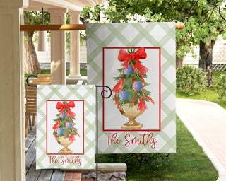 Personalized Christmas Garden Flag - Gold Pot Holiday Tree
