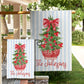 Personalized Christmas Garden Flag - Red Chinoiserie Potted Tree