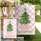 Personalized Christmas Garden Flag - Pastel Pink Christmas Tree