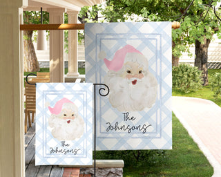 Personalized fall dog garden flag with pumpkins and custom family name