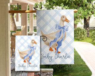 Personalized fall dog garden flag with pumpkins and custom family name