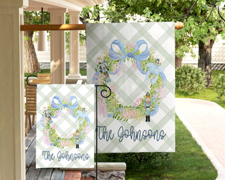 Christmas Garden Flag - Nutcracker Wreath