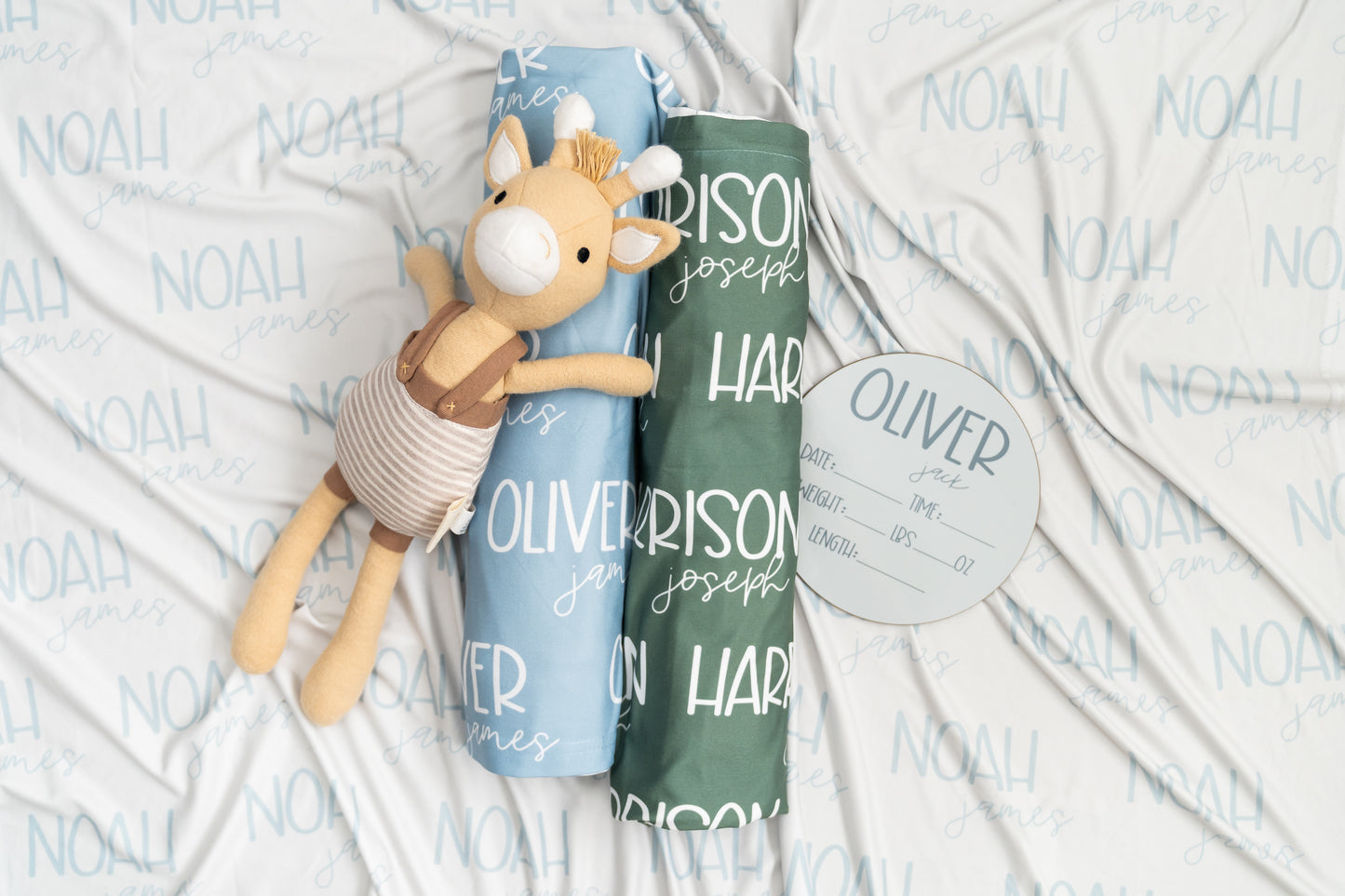 Personalized Baby Name Swaddle Blanket – Block & Script Font