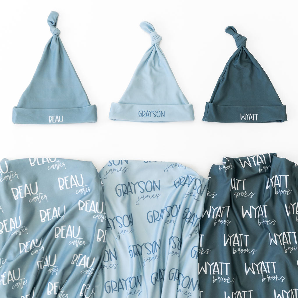 Personalized Newborn Swaddle Set - Choose Your Font