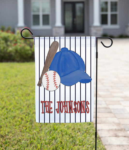 Summer Garden Flag - Baseball Cap with Ball and Bat