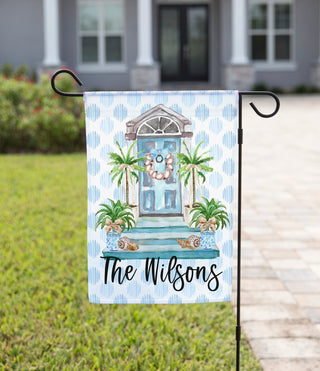 Summer Garden Flag - Oyster Wreath Front Door