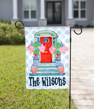 Patriotic Garden Flag - Front Door with Flags