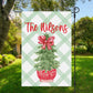 Personalized Christmas Garden Flag Custom Family Name Holiday Decor Outdoor Winter Yard Sign Festive Home Welcome Banner Seasonal Decoration Waterproof Watercolor Tree Ornaments