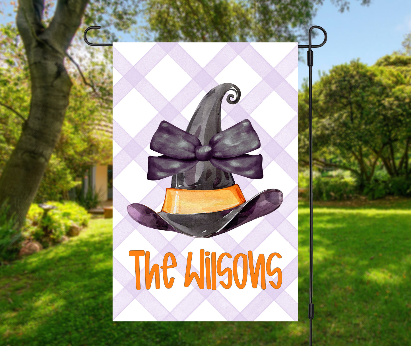 Personalized Halloween Garden Flag - Witch Hat