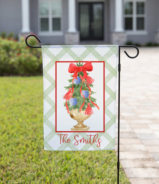 Personalized Christmas Garden Flag - Gold Pot Holiday Tree