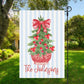 Personalized Christmas Garden Flag - Red Chinoiserie Potted Tree