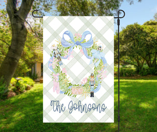 Christmas Garden Flag - Nutcracker Wreath