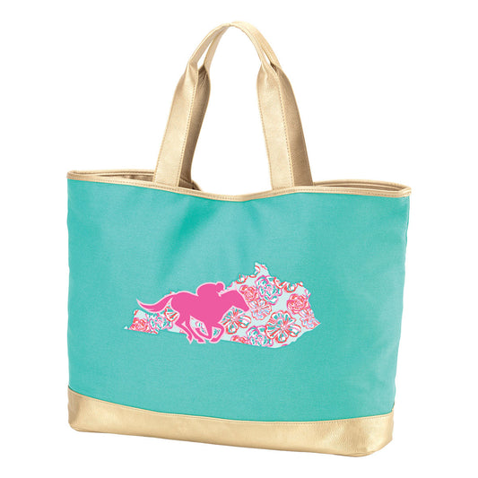 Printed Run For The Roses Mint Cabana Tote