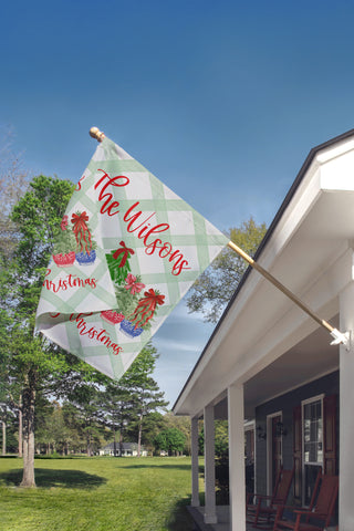 Personalized Christmas Garden Flag - Topiary Christmas Trees