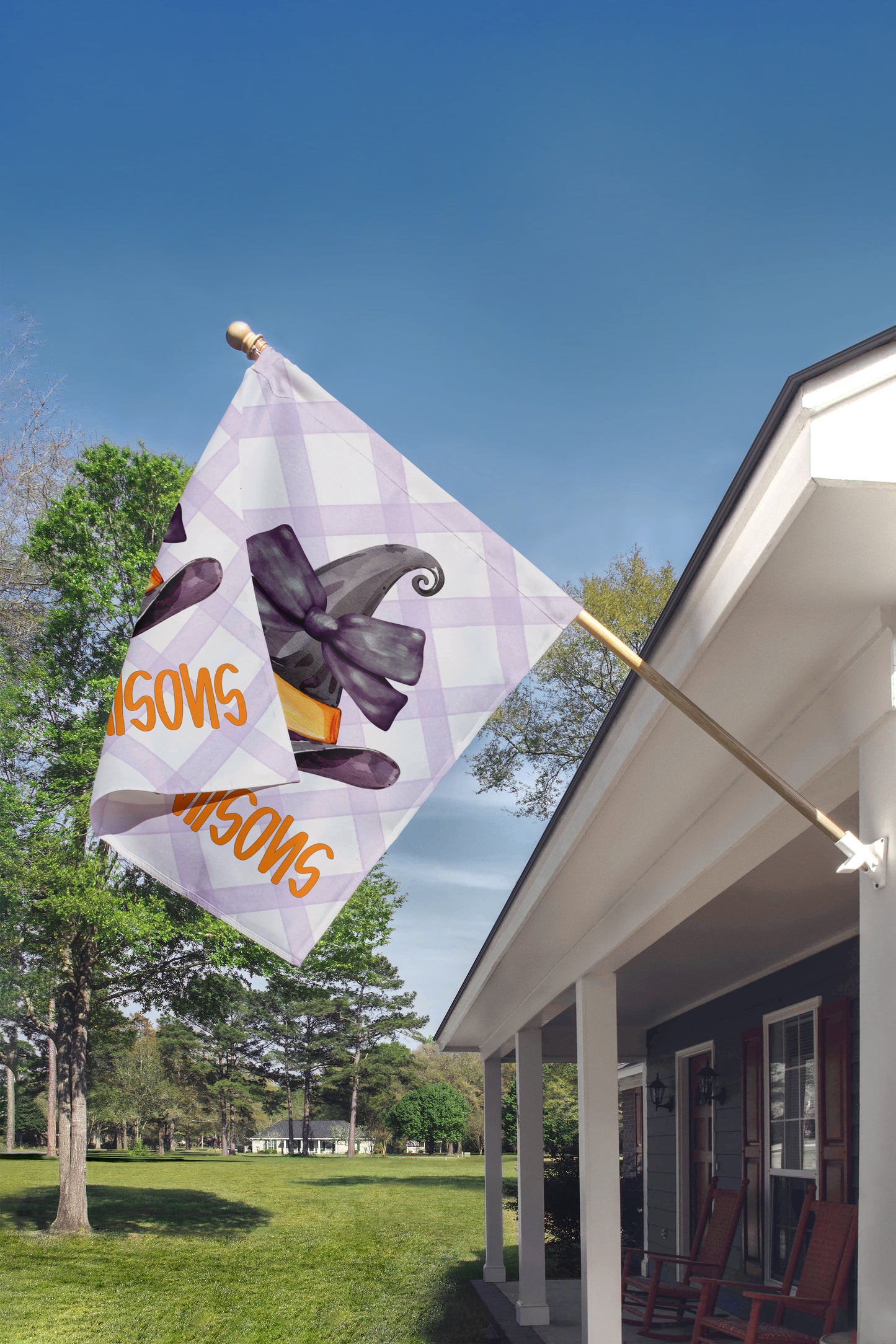 Personalized Halloween Garden Flag - Witch Hat