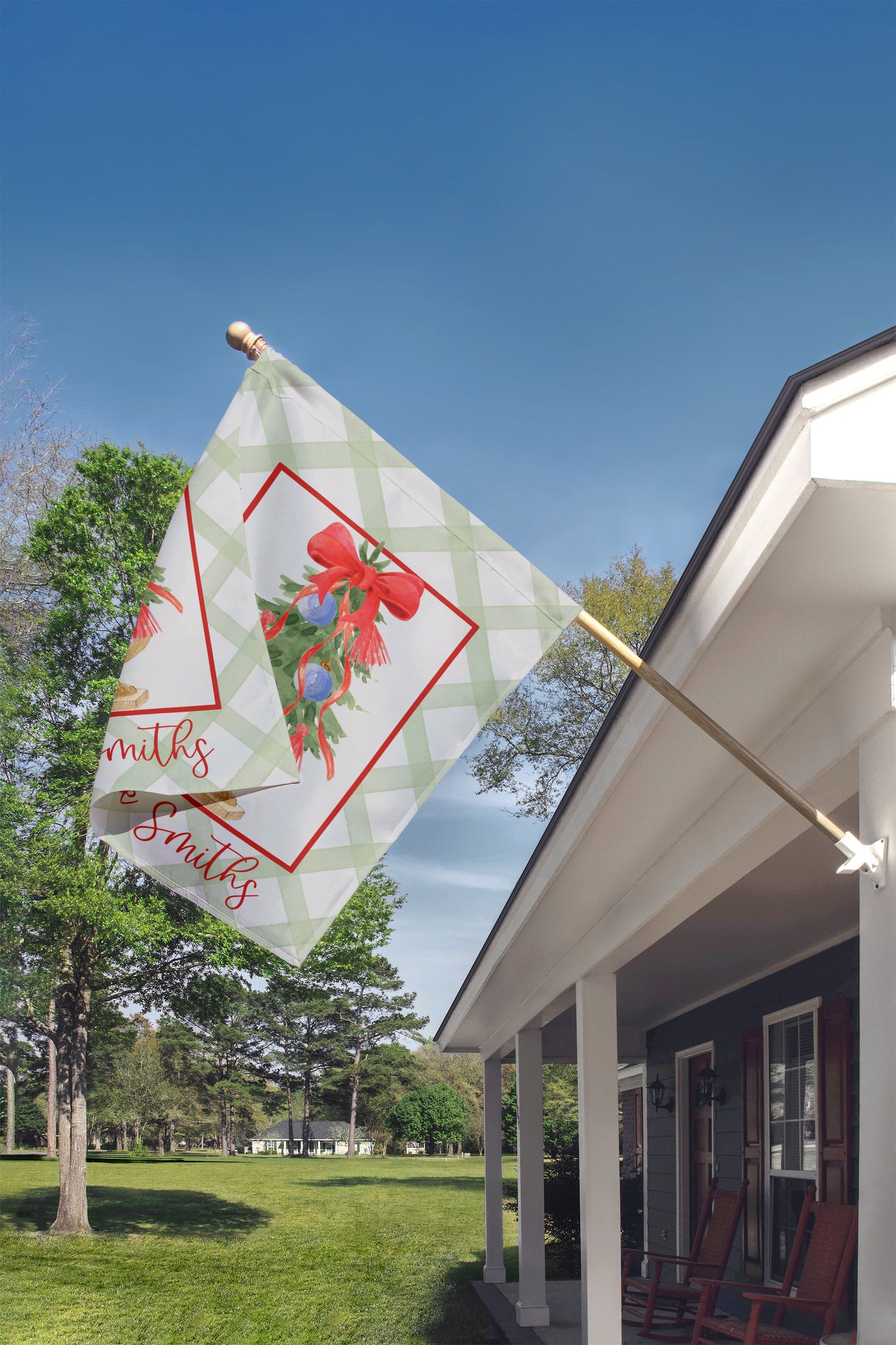 Personalized Christmas Garden Flag - Gold Pot Holiday Tree