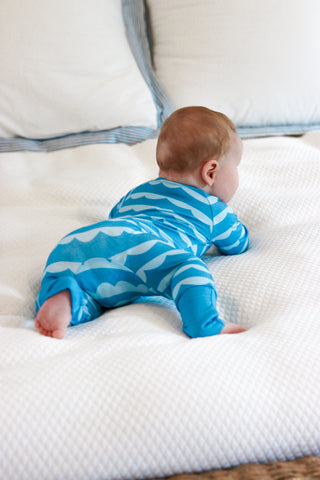 Eco-friendly bamboo toddler sleeper with ocean wave pattern