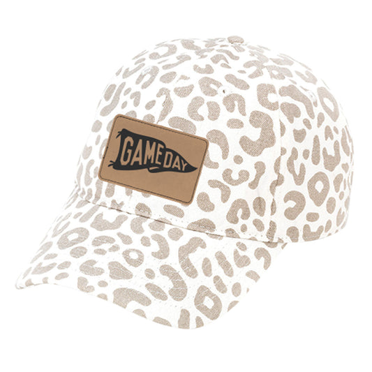 Tan Game Day Pennant Patch Natural Leopard Cap