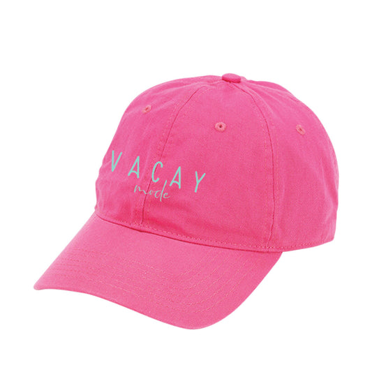 Vacay Mode Embroidered Hot Pink Cap