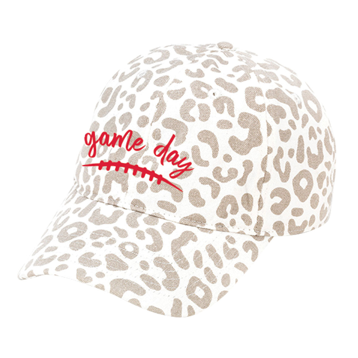 Red Game Day Natural Leopard Cap