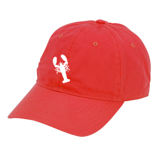 White Lobster Embroidered Red Cap